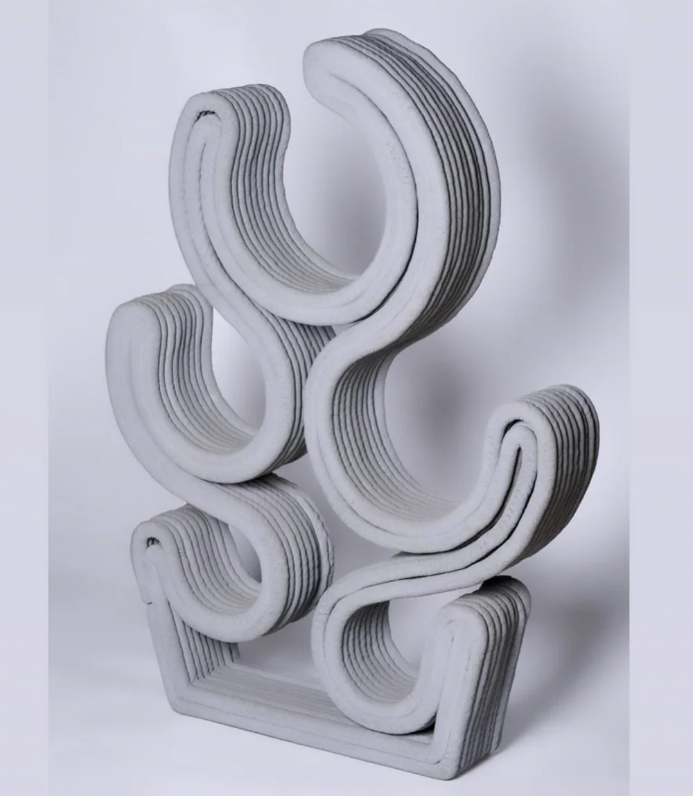 Complex sculptural form produced with layered cement-based 3D printing
